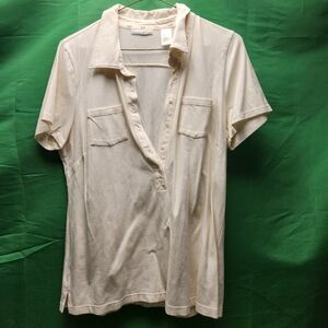 Liz tan golf shirt with breast pockets size large
